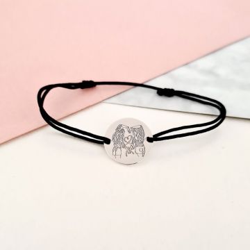 Bratara personalizata - Banut de 15 mm - Model gravat legatura surori/prietene - Argint 925 - snur reglabil