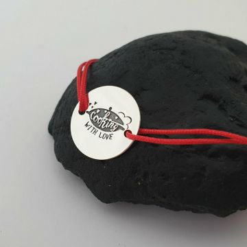 Bratara personalizata - Cooking with love - banut de 15 mm - Argint 925 - snur reglabil