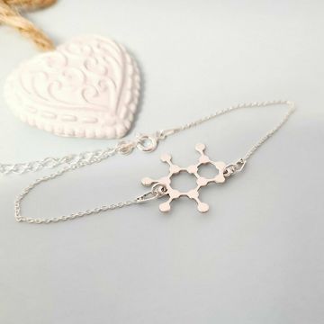 Bratara personalizata cu lantisor - Formula chimica CAFEINA - Argint 925