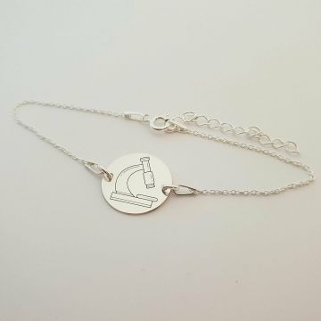 Bratara personalizata - Microscop - cu lantisor - Argint 925