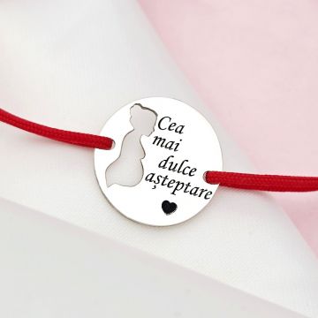 Bratara personalizata - Viitoare Mamica - Argint 925, snur reglabil - diverse culori