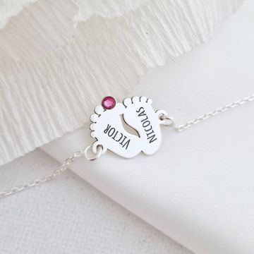 Bratara picioruse personalizate cu lantisor - Argint 925 - Cristal Swarovski