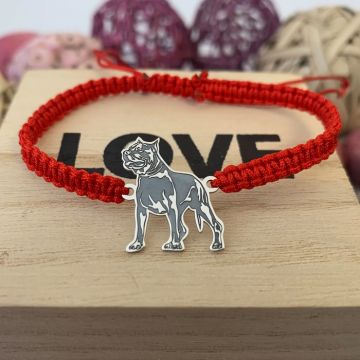 Bratara Pitbull - Argint 925, snur impletit reglabil