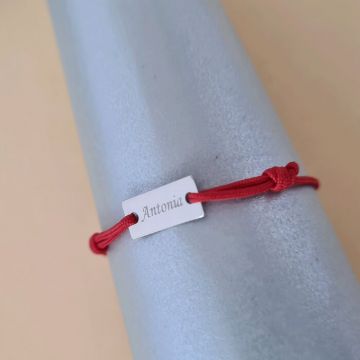 Bratara Placuta cu nume - Aur Alb 14k - snur reglabil bebe