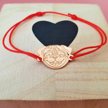 Bratara Pug - Argint 925 placat cu Aur roz 18K, snur