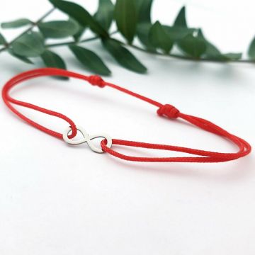 Bratara simbol - Infinit - Aur Alb 14K - snur reglabil