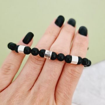 Bratara Unisex personalizata cu pietre semipretioase si cilindri din Argint 925