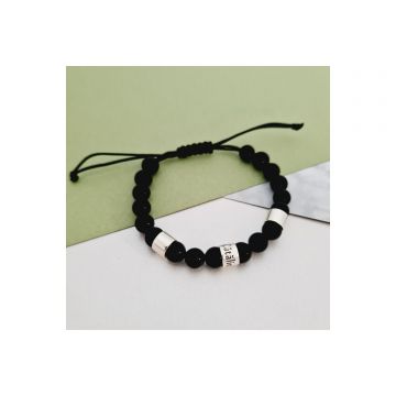 Bratara Unisex personalizata cu pietre semipretioase si cilindri din Argint 925