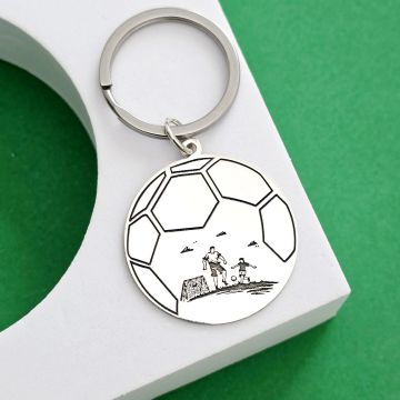 Breloc personalizat - Fotbal - Argint 925 - inel inoxidabil