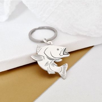 Breloc personalizat - Peste - Argint 925 - inel otel inoxidabil
