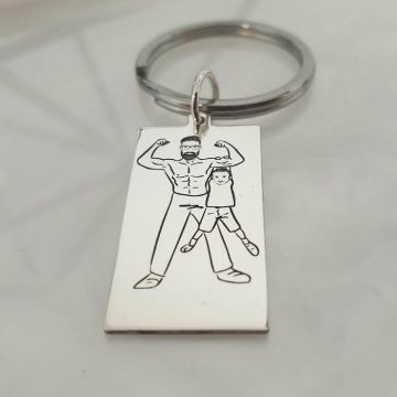 Breloc personalizat - Super Dad - Argint 925 - inel otel inoxidabil