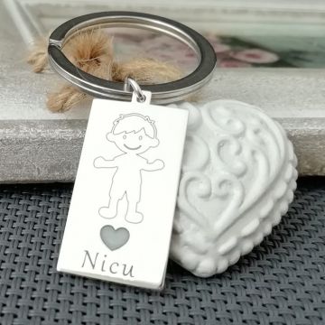 Breloc placuta gravata cu un membru al familiei si nume- Argint 925