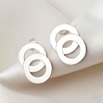 Cercei 2 decenii – 2 cercuri unite – Argint 925, surub