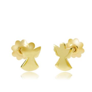 Cercei copii/bebe - Model ingeras - Aur Galben 14K - Inchizatoare sigura si confortabila cu filet