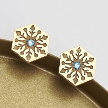 Cercei Craciun - Model Hexagon - Cristal de zapada - Argint 925 placat cu Aur galben 18K - cristal Swarovski- inchidere surub