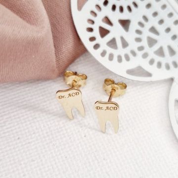 Cercei dinte - Aur Galben14K - inchidere surub