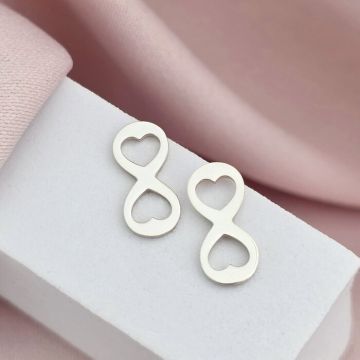 Cercei infinit cu inimioare decupate - Argint 925 - inchidere surub