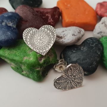 Cercei Inima - model Mandala - Argint 925, surub