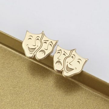 Cercei masti de teatru - Argint 925 placat cu Aur 18K, surub