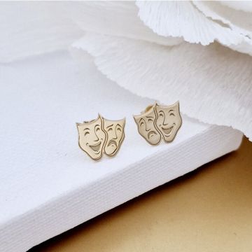 Cercei masti de teatru - Argint 925 placat cu Aur 18K, surub