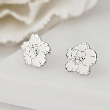 Cercei personalizati - Floare de Camelie - Argint 925 - inchidere surub