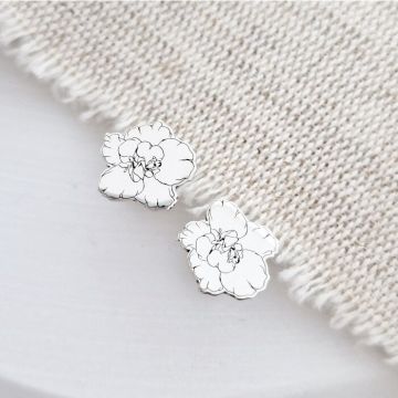 Cercei personalizati - Floare de Camelie - Argint 925 - inchidere surub