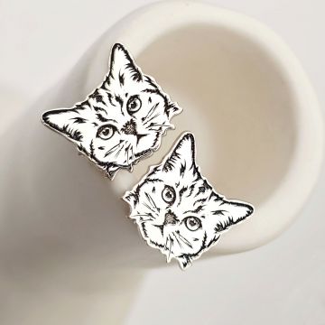 Cercei Pisica Tigrata - Argint 925, surub