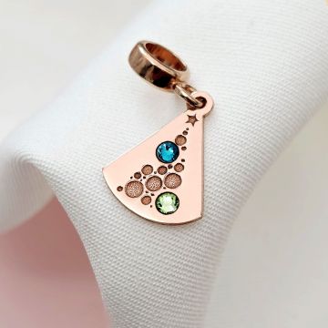 Charm personalizat Craciun - Brad cu globuri - Argint 925 placat cu Aur roz 18K - cristale Swarovski