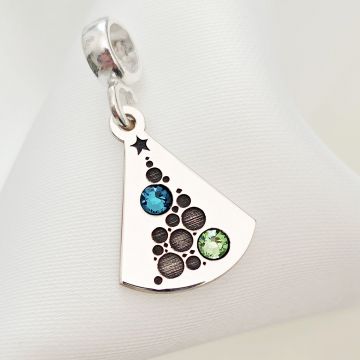 Charm personalizat Craciun - Brad cu globuri - Argint 925 si cristale Swarovski