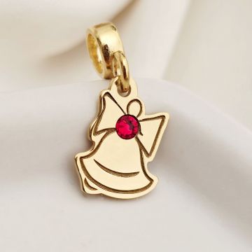 Charm personalizat Craciun - Clopotel - Argint 925 placat cu Aur galben 18K - cristal Swarovski