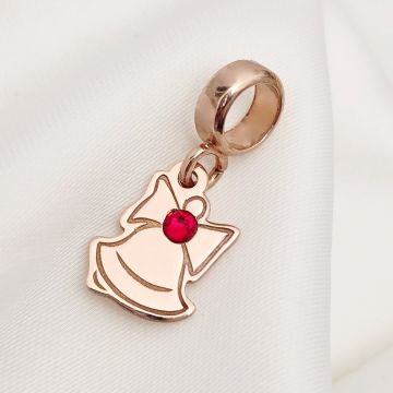 Charm personalizat Craciun - Clopotel - Argint 925 placat cu Aur roz 18K - cristal Swarovski