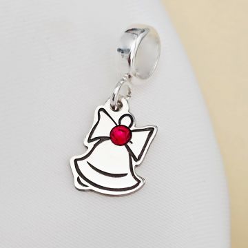 Charm personalizat Craciun - Clopotel - Argint 925 si cristal Swarovski