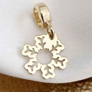 Charm personalizat Craciun - Fulg de nea - Argint 925 placat cu Aur galben 18K