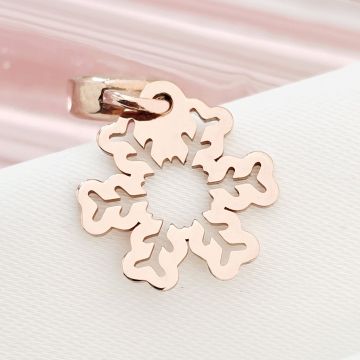Charm personalizat Craciun - Fulg de nea - Argint 925 placat cu Aur roz 18K