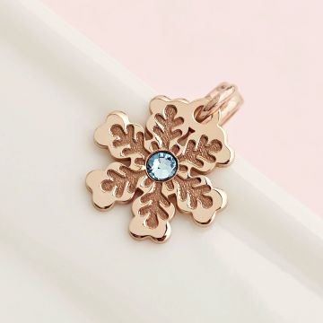 Charm personalizat Craciun - Fulg de zapada - Argint 925 placat cu Aur roz 18K - cristal Swarovski