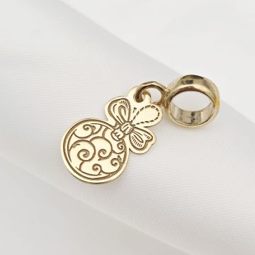 Charm personalizat Craciun - Glob - Argint 925 placat cu Aur galben 18K