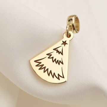 Charm personalizat Craciun - O brad frumos - Argint 925 placat cu Aur galben 18K