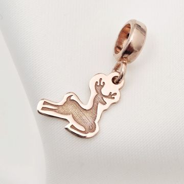 Charm personalizat Craciun - Renul Rudolf - Argint 925 placat cu Aur roz 18K