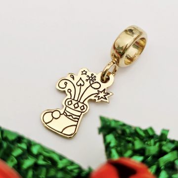 Charm personalizat Craciun - Soseta - Argint 925 placat cu Aur galben 18K