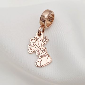 Charm personalizat Craciun - Soseta - Argint 925 placat cu Aur roz 18K