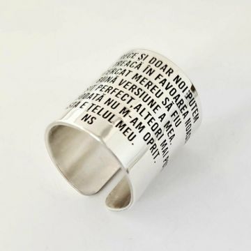 Inel NS - Model lat personalizat cu text - Argint 925 - Colectia Victoriana