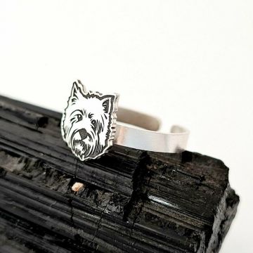 Inel personalizat - Cap de Westie - Argint 925