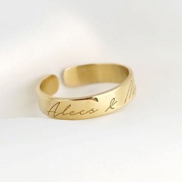 Inel personalizat cu nume - Argint 925 placat cu Aur galben 18k