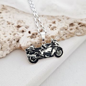Lant barbatesc cu pandantiv personalizat - Motocicleta - Argint 925