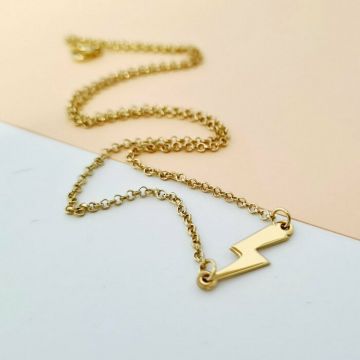 Lantisor choker - Pandantiv fulger - Argint 925 placat cu Aur Galben 18K