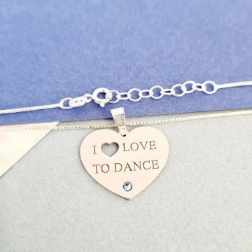 Lantisor cu pandant - I love to dance - Argint 925 si cristal Swarovski