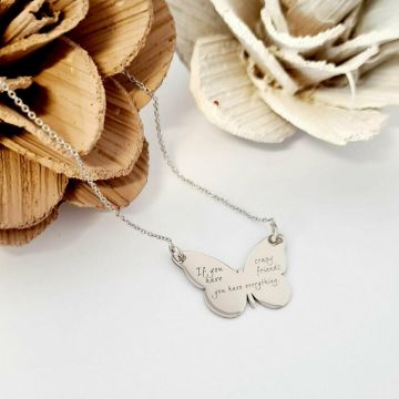 Lantisor cu pandantiv fluture personalizat - Aur Alb 14K