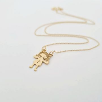 Lantisor familie - 1 membru - Aur galben 14 K - pandantiv 16 mm inaltime