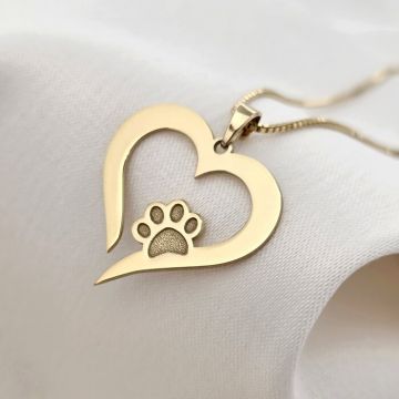 Lantisor Inima cu Labuta - Argint 925 placat cu Aur 18K