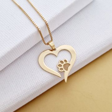 Lantisor Inima cu Labuta - Argint 925 placat cu Aur 18K